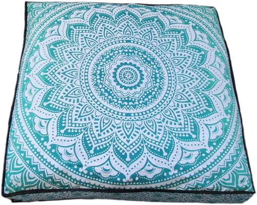 Vista 9 de ICC - Funda de cojín cuadrada grande de algodón con diseño de mandala, funda de almohada hippie, funda de almohada para el suelo con cremallera