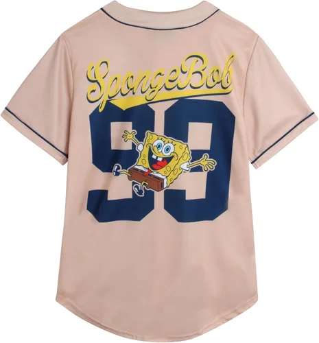Vista 6 de Nickelodeon Camiseta de béisbol de Bob Esponja para mujer, camisa de uniforme de moda, camiseta con botones para mujer, S-L