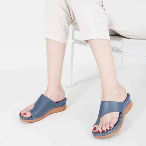 Vista 26 de Sandalias ortopédicas de cuña para mujer: cómodas y elegantes sandalias de verano para mujer, cómodas y casuales para caminar con plataforma