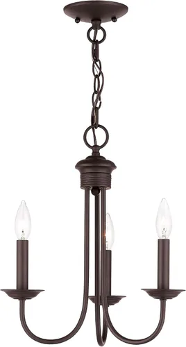 Vista 15 de Livex Lighting 42683-04 - Lámpara de araña de acero con 3 luces para decoración del hogar, 1 lámpara de techo negra, perfecta para decoración