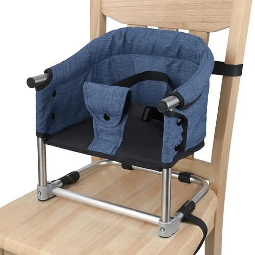 Vista 12 de Asiento elevador para mesa de comedor, silla elevadora portátil 3 en 1 con hebilla de seguridad, asiento de alimentación de bebé ajustable y Negro