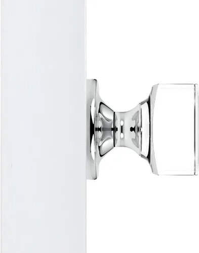 Vista 2 de Kobelle Perillas cuadradas de cristal para puerta, roseta redonda de cromo pulido