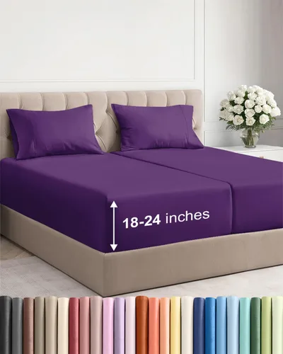 Vista 35 de Sábanas individuales de bolsillo extra profundo, sábanas transpirables y refrescantes de 3 piezas, juego de sábanas de lujo para hotel, suaves, sin
