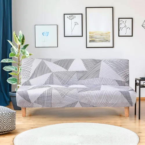 Vista 34 de LiveGo Fundas para futón sin brazos, funda elástica plegable para sofá cama con parte inferior elástica, funda de sofá ajustable estampada, Negro