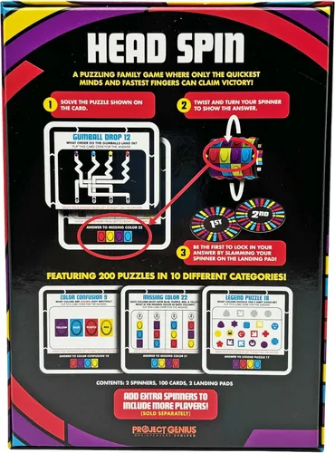 Vista 7 de Project Genius Juego Head Spin – Noche de juegos familiares, Fidget Spinners, 200 tarjetas de rompecabezas de lógica, a partir de 8 años, juego