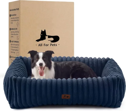 Vista 24 de Cama lavable para perros pequeños y medianos, cama rectangular ortopédica de forro polar de pana para mascotas con funda extraíble y parte inferior