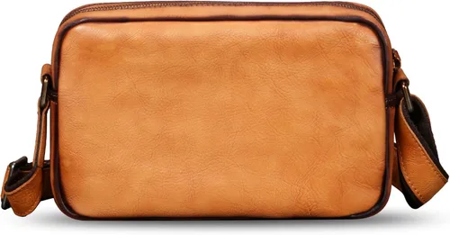 Vista 3 de IVTG Bolso de mensajero de cuero genuino para hombre, bolso cruzado de hombro, casual, bolsa de día para negocios, trabajo, diario, bolso