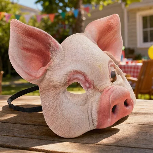 Vista 4 de IMIKEYA Máscara de media cara de cerdo rosa, accesorio de disfraz