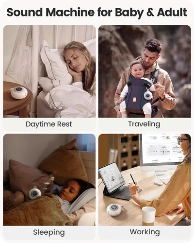 Vista 7 de Glocusent Máquina de sonido portátil para bebés, niños y adultos, 62 sonidos y altavoz de 5 W, máquina de ruido blanco para dormir, máquina