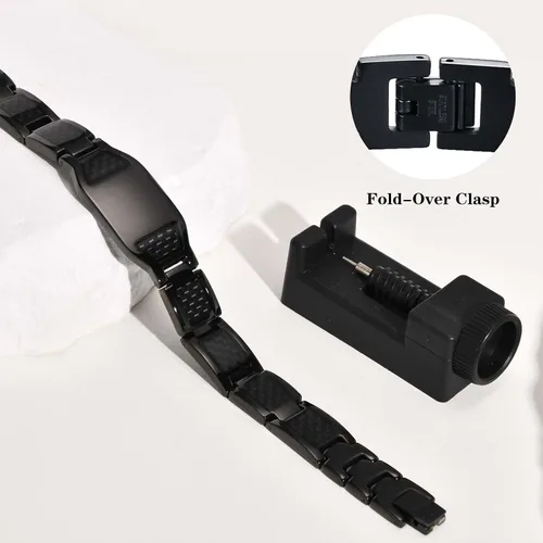 Vista 4 de Hisatan Pulsera de eslabones personalizada personalizable para hombre con pulsera de moda de acero inoxidable con varios patrones