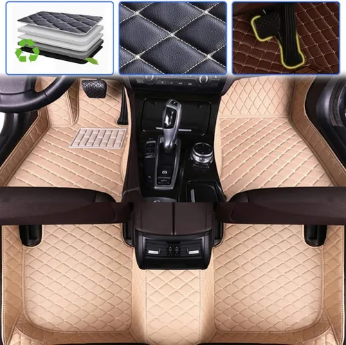 Vista 13 de SureKit Alfombrillas de coche compatibles con Buick GL8 2017-2018, sin reposabrazos, sin interruptor de tanque, forro de suelo, impermeable Gris
