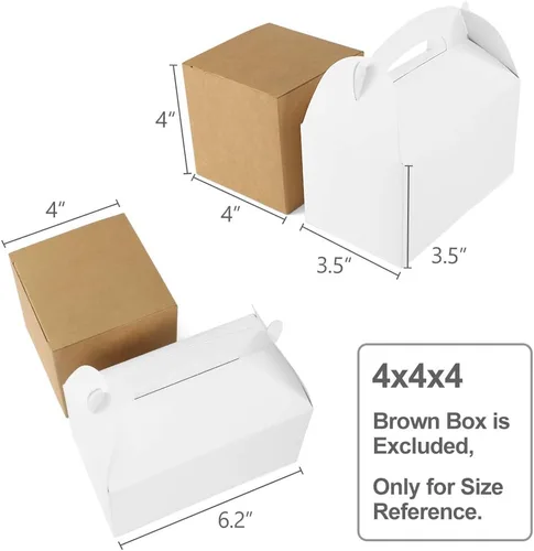 Vista 3 de ValBox Paquete de 30 cajas de regalo de papel blanco a dos aguas, caja de regalo para fiestas de cumpleaños de niños, boda, baby shower, 6.2 x 3.5 x