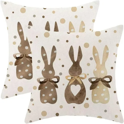 Vista 8 de Juego de 2 fundas de almohada florales de color marrón y gris de 16 x 16 pulgadas, fundas de almohada con estampado de bloques de hojas de flores