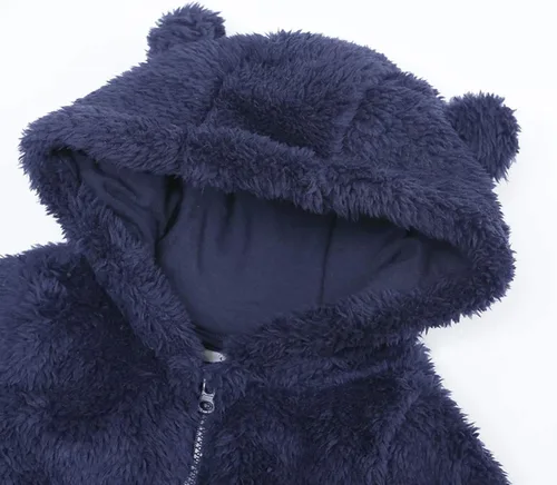 Vista 2 de Mono de bebé recién nacido con capucha de forro polar de manga larga
