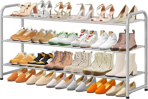Vista 10 de MISSLO Zapatero largo de 2 niveles para armario, organizador de zapatos con capacidad para 18 pares, estante de almacenamiento de zapatos ancho