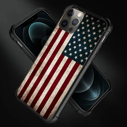 Vista 4 de Funda protectora de TPU resistente compatible con iPhone 11 Pro Max, diseño de bandera americana K1, resistente a arañazos y golpes, para iPhone 11
