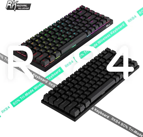 Vista 8 de RK ROYAL KLUDGE RK84 80% RGB triple modo BT5.02.4Gteclado mecánico con cable de intercambio rápido, teclado inalámbrico de 84 teclas, Bluetooth