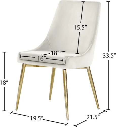 Vista 3 de Meridian Furniture Karina Collection Modern - Silla de comedor contemporánea tapizada de terciopelo con patas de metal resistentes.