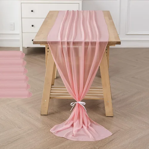 Vista 42 de Paquete de 2 caminos de mesa de gasa de 10 pies de 29 x 120 pulgadas, camino de mesa romántico transparente para boda, fiesta de cumpleaños