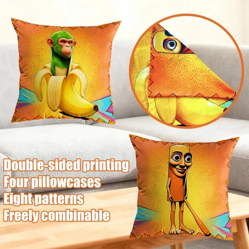 Vista 5 de Juego de 4 fundas de almohada para decoración navideña Italian Brainrot, fundas de almohada de impresión doble cara de 45.7 x 45.7 cm, fundas