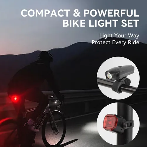 Vista 8 de Venzio Luces de bicicleta, faros y luces traseras recargables USB-C para bicicleta, luces delanteras y traseras de bicicleta de 6+2 modos