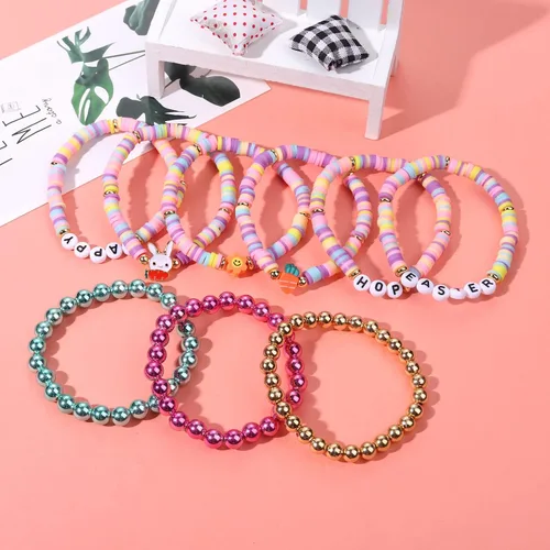 Vista 208 de Surfer Heishi - Pulseras apilables para mujer, apilables, de vinilo arcoíris, disco de arcilla, pulseras elásticas para la amistad, joyería bohemia