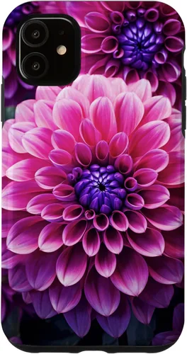 Vista 8 de Dahlia Flower Floral Nature Garden Funda con diseño granate rosa y morado para iPhone 16
