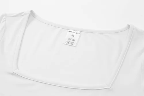 Vista 5 de OThread & Co. Camiseta de manga larga para mujer, cómoda, cuello cuadrado, capa elástica básica