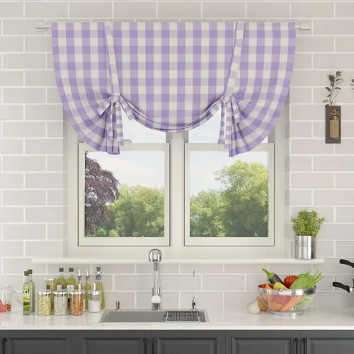 Vista 256 de Cenefas de cortina para ventana de 16 pulgadas de largo, 2 paneles de cuadros búfalo, cortinas pequeñas con bolsillo para barra, estilo clásico
