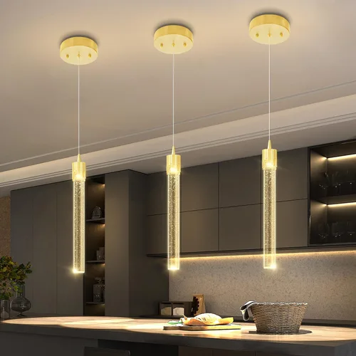 Vista 13 de ykolupty Luces colgantes modernas para isla de cocina, mini lámpara colgante de cristal negro con LED regulable de 2700 K-6000 K, lámpara de araña