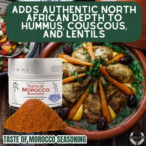 Vista 5 de Taste of Morocco - Condimento artesanal artesanal - Mezcla de especias gourmet - Sin OMG - 1.2 onzas - Lata magnética - Lote pequeño - Embalado a