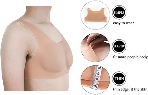 Vista 3 de WQCZ Chaleco falso del pecho del silicón, falso pectoral del hombre del pecho del pecho del hombre de las almohadillas para cosplay traje