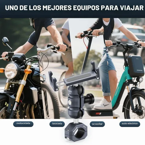 Vista 9 de Soporte de aluminio para teléfono de motocicleta, abrazadera de tornillo para manillar de 0.866-1.260 in, brazo de enchufe ajustable y clip de KPS-02