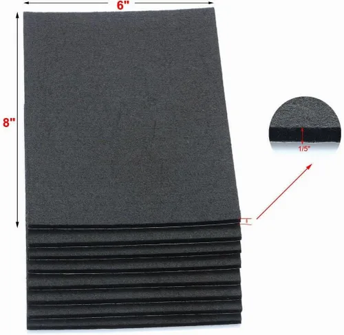 Vista 2 de Hojas de fieltro resistentes de 6" x 8" x 1/5" de grosor - 8 hojas (negro)