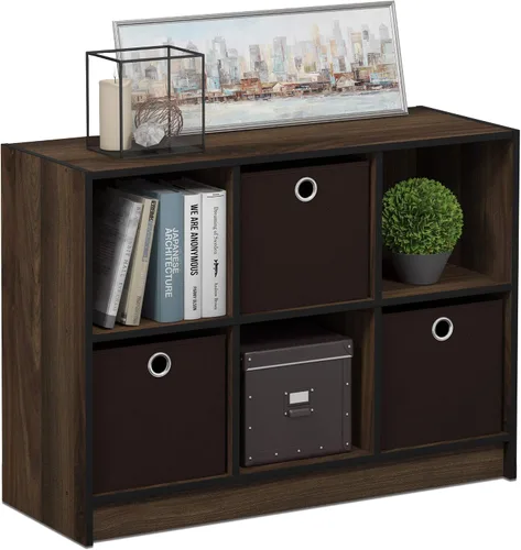 Vista 13 de Furinno PELLI - Estantería de 2 cubos con cubos abiertos y cerrados, armario organizador de almacenamiento de 2 x 1, 12.2 x 11.6 x 24.2, para sala