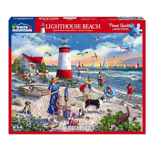 Vista 3 de White Mountain Rompecabezas de 500 piezas de verano con velero y océano, con piezas grandes, regalo para adultos y personas mayores de 18 x 24