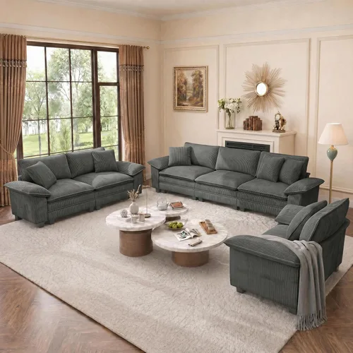 Vista 16 de PHI VILLA Conjuntos de sofás modulares Cloud, juego de sofá seccional de 2 piezas con sofá cama, sofá cómodo de 3 plazas para sala de estar y Ceniza
