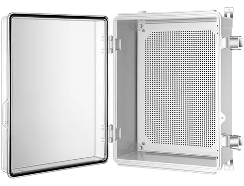 Vista 11 de Caja de conexiones Gratury, carcasa de plástico impermeable IP67 para proyectos eléctricos, cubierta con bisagras gris, incluye placa de montaje