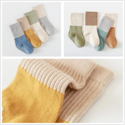 Vista 4 de Calcetines de algodón para bebés y niñas, calcetines de algodón para recién nacidos, antideslizantes, antideslizantes, para niños pequeños