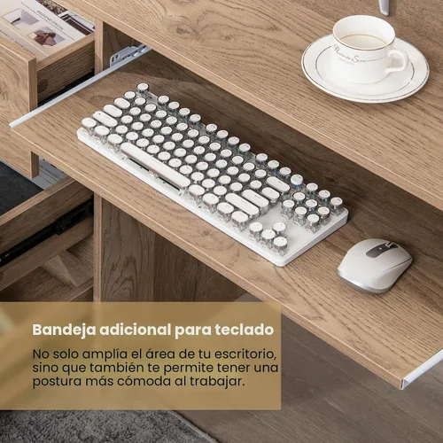Vista 6 de DREAMADE 42" Computer Desk with 3 Drawers and Keyboard Tray, Natural