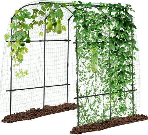 Vista 9 de DoCred Enrejado de arco de jardín grande para plantas trepadoras, 87 pulgadas de alto, soporte de metal para plantas, arco para trepar vides