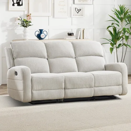 Vista 12 de EBELLO Juego de sofá reclinable manual para sala de estar, sofá reclinable de tela suave para sala de reuniones, respaldo y apoyabrazos acolchados