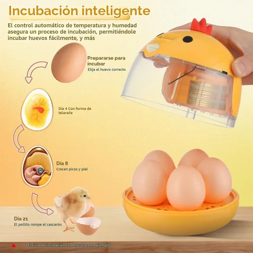 Vista 3 de TOYANDONA Incubadora de 5 huevos con control automático de temperatura y humedad - Incubadora pequeña para aves con ventilación de aire y ovoscopio