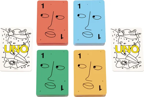 Vista 3 de Mattel Games UNO Artiste Shantell Martin - Juego de cartas para niños, adultos y noche familiar, baraja coleccionable con gráficos y arte por