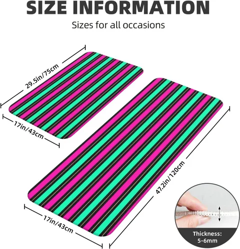 Vista 3 de Antifatigue Kitchen Mats for Floor 2 Piece - Retro Color Line Print Kitchen Rugs Non Slip Washable, Runner Rug Standing Mat for