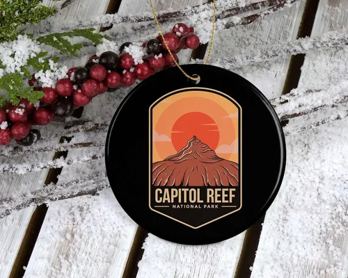Vista 3 de Adorno del Parque Nacional Capitol Reef – Regalo del Parque Nacional Capitol Reef – Adorno de Navidad de Arrecife del Capitolio – Decoración