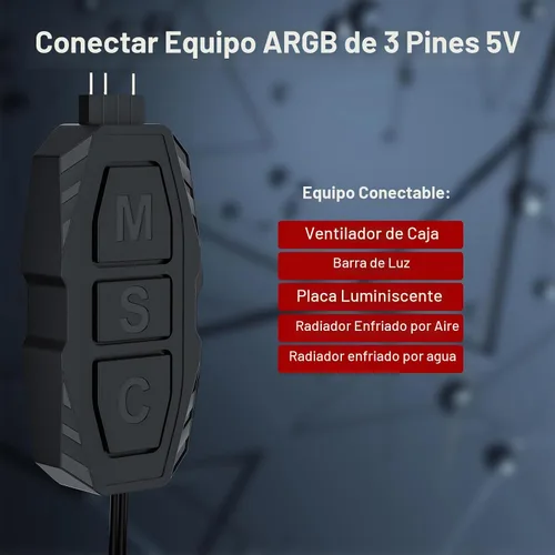 Vista 2 de DS Mini ARGB Kit de controlador de ventiladores de PC con función de juego uno a uno para ventiladores RGB de carcasa de computadora, disipador