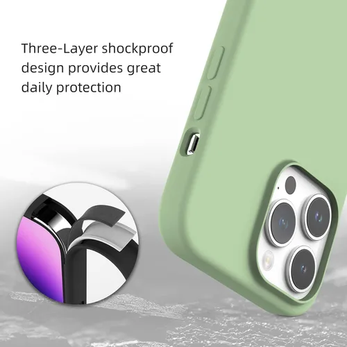 Vista 7 de Funda de silicona líquida compatible con iPhone 14 Pro Max, verde menta [Protección contra caídas] [Resistente a los arañazos, a prueba de golpes]