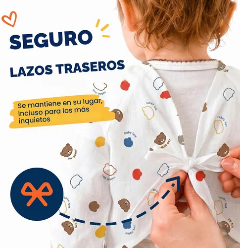 Vista 3 de Eli with Love Disposable Bibs Individually Wrapped Bib with Crumb Catcher - Waterproof Baby Bibs For Feeding