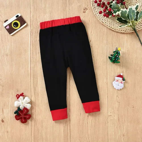 Vista 5 de Conjunto de ropa de Navidad con estampado de Papá Noel para niñas pequeñas, conjunto de ropa de Navidad de 3 piezas